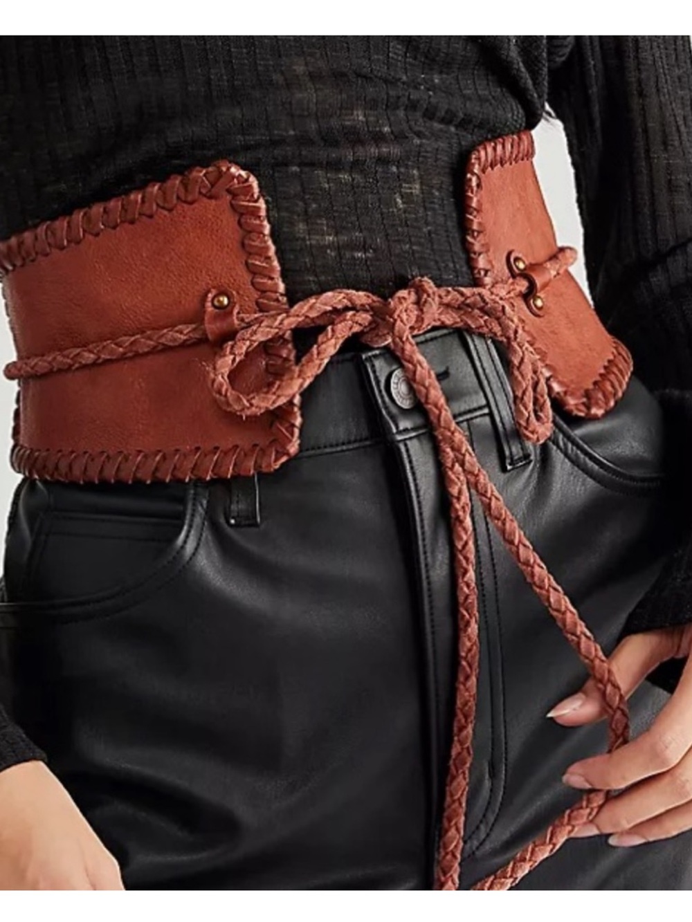 Free People Selena Leather Corset Belt